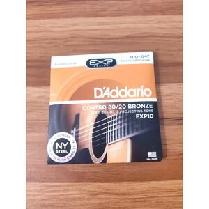 D'Addario EJ10 Acoustic Guitar Strings Extra Light 10-47, 80/20 Bronze